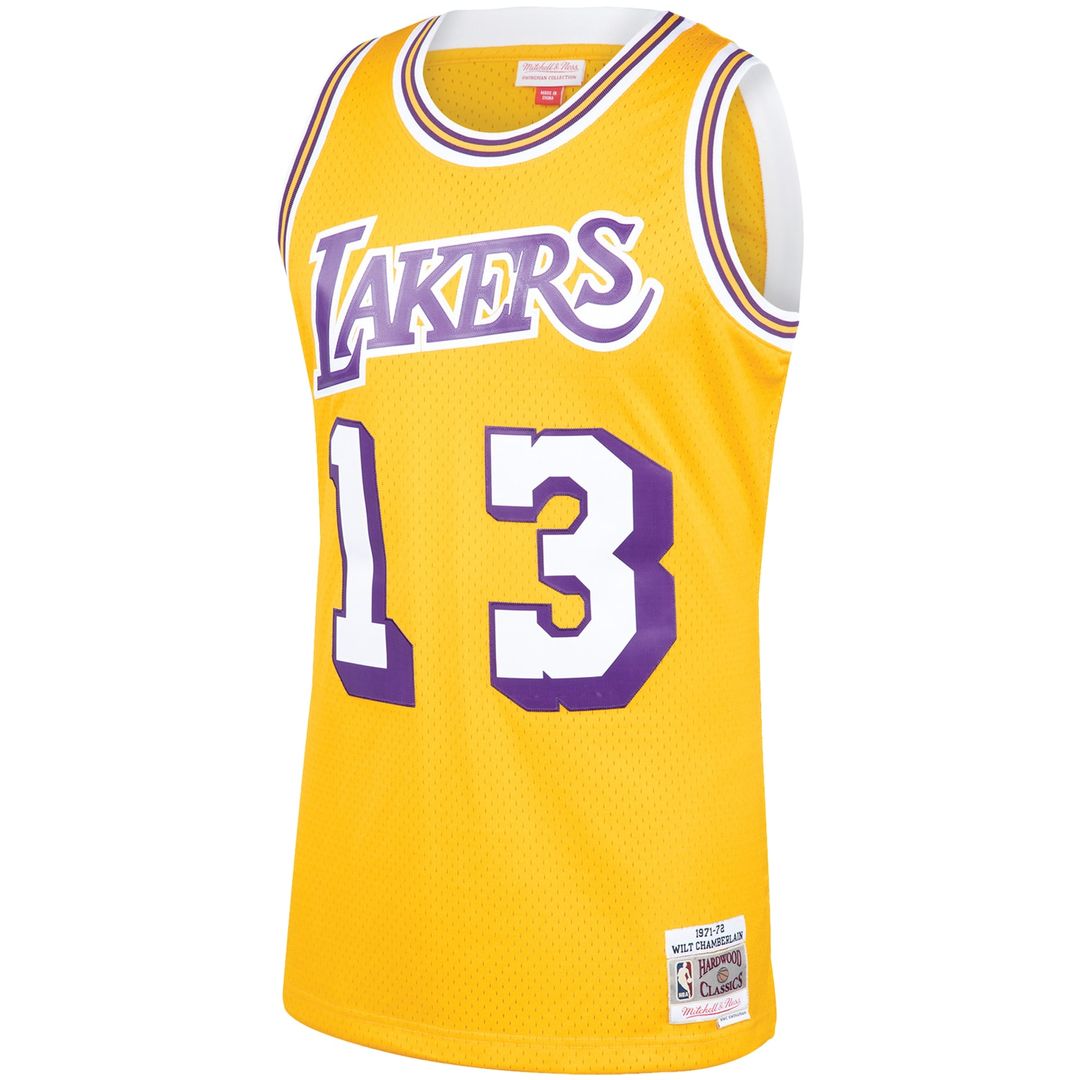 Wilt Chamberlain Los Angeles Lakers Mitchell & Ness 1971/72 Hardwood Classics Swingman Jersey - Gold