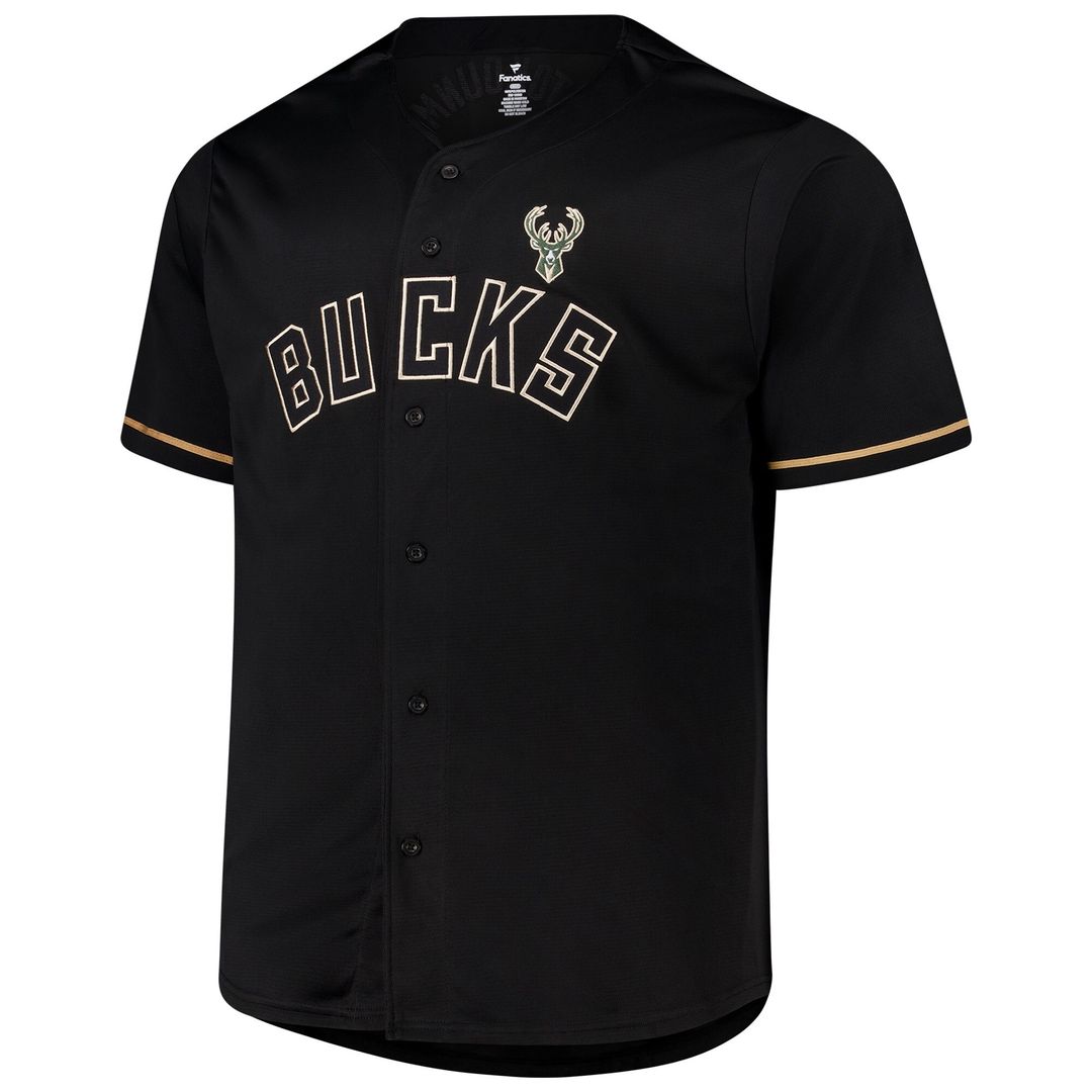 Giannis Antetokounmpo Milwaukee Bucks Profile Big & Tall Name & Number Button - Up Jersey - Black