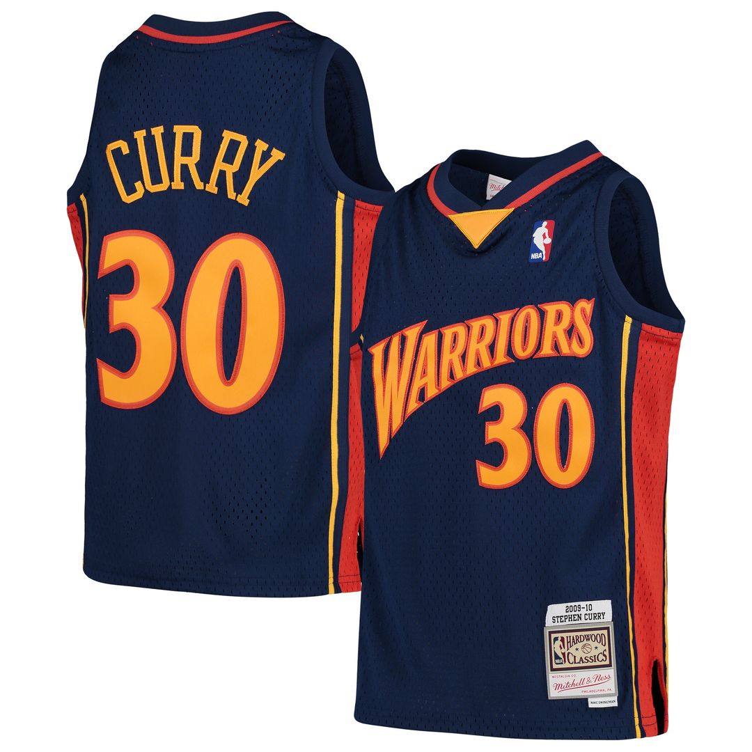 Stephen Curry Golden State Warriors Mitchell & Ness Youth 2009 - 10 Hardwood Classics Swingman Throwback Jersey - Navy