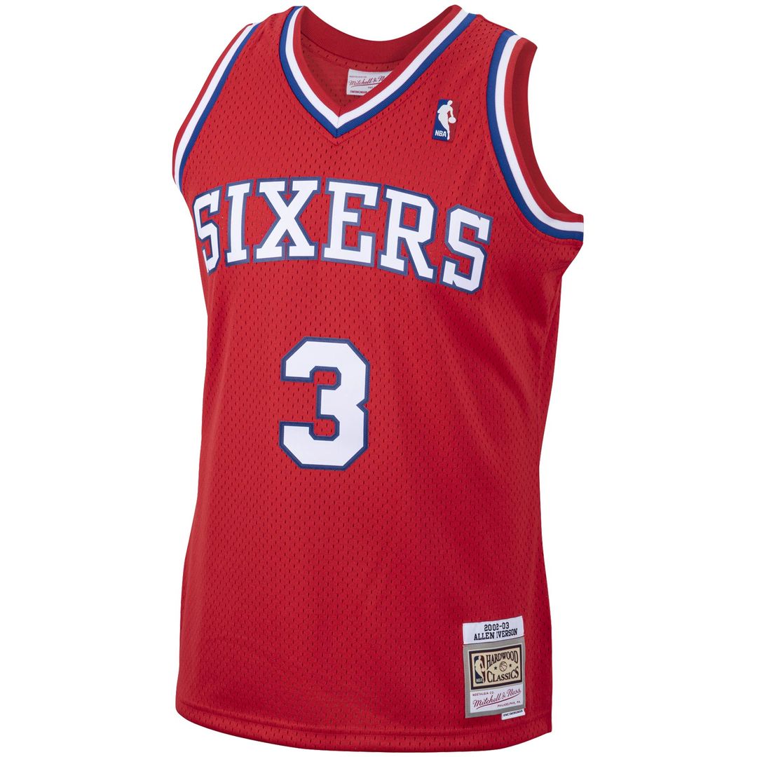 Allen Iverson Philadelphia 76ers Mitchell & Ness 2002/03 Hardwood Classics Swingman Jersey - Red
