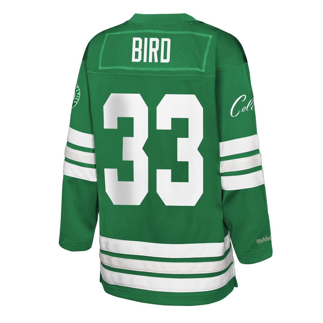 Larry Bird Boston Celtics Mitchell & Ness Youth Maxxed Out 2.0 Fashion Hockey Jersey - Kelly Green