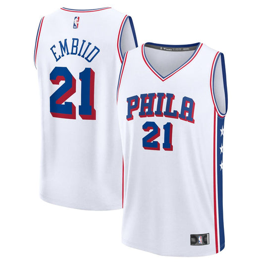 Joel Embiid Philadelphia 76ers Fanatics Fast Break Player Replica Jersey - Association Edition - White