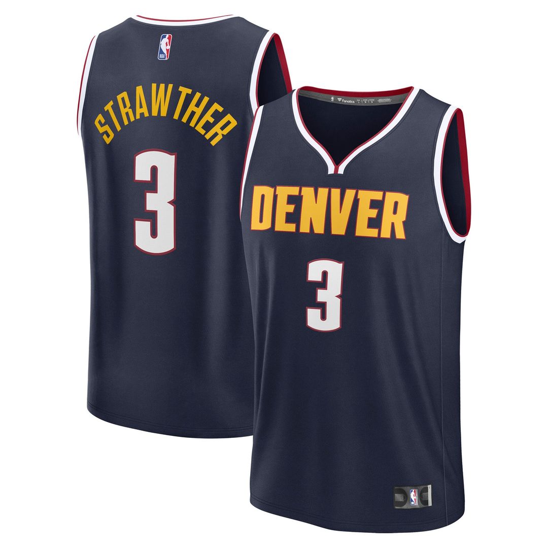 Julian Strawther Denver Nuggets Fanatics Fast Break Player Replica Jersey - Icon Edition - Navy