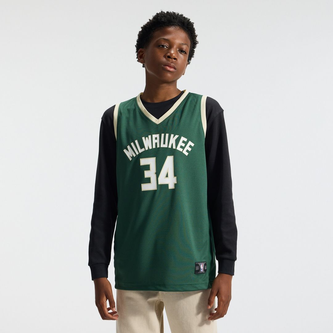 Giannis Antetokounmpo Milwaukee Bucks Fanatics Youth Fast Break Player Replica Jersey - Icon Edition - Hunter Green