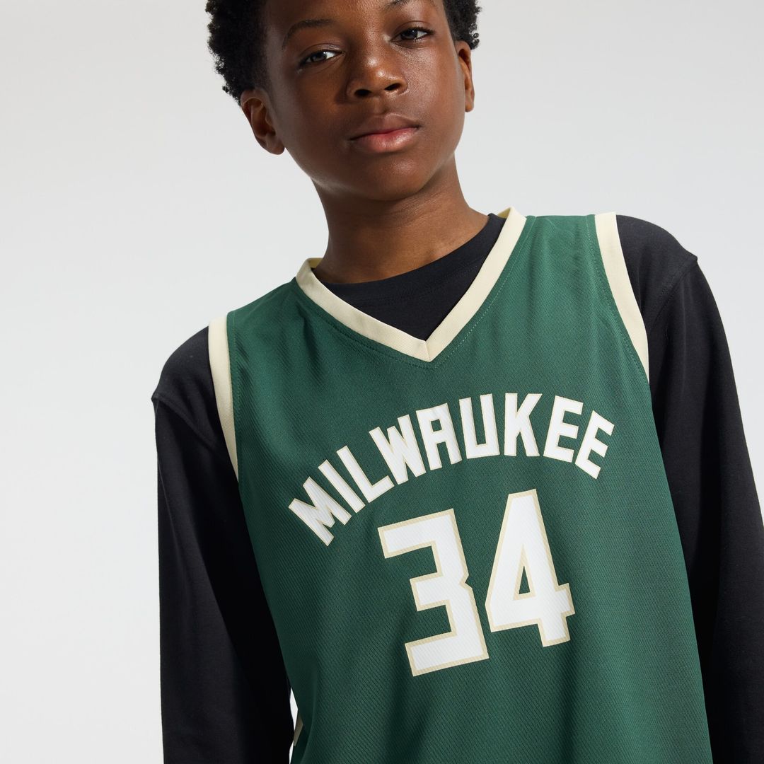 Giannis Antetokounmpo Milwaukee Bucks Fanatics Youth Fast Break Player Replica Jersey - Icon Edition - Hunter Green