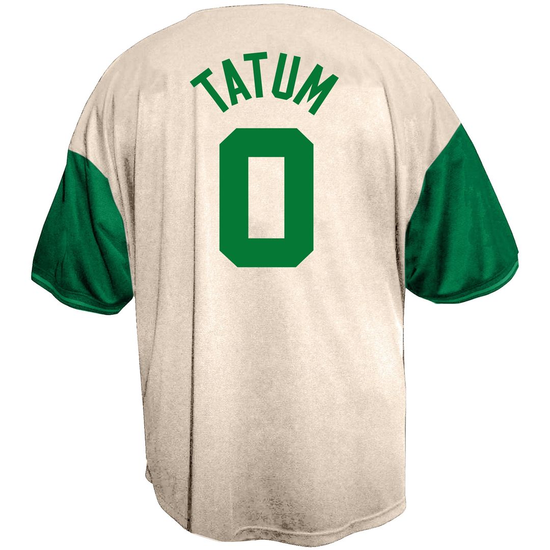 Jayson Tatum Boston Celtics Fanatics Baseball Jersey - Cream