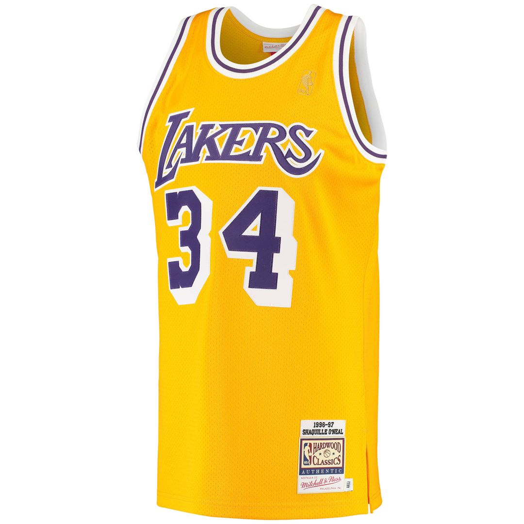 Shaquille O'Neal Los Angeles Lakers Mitchell & Ness 1996/97 Hardwood Classics Authentic Jersey - Gold