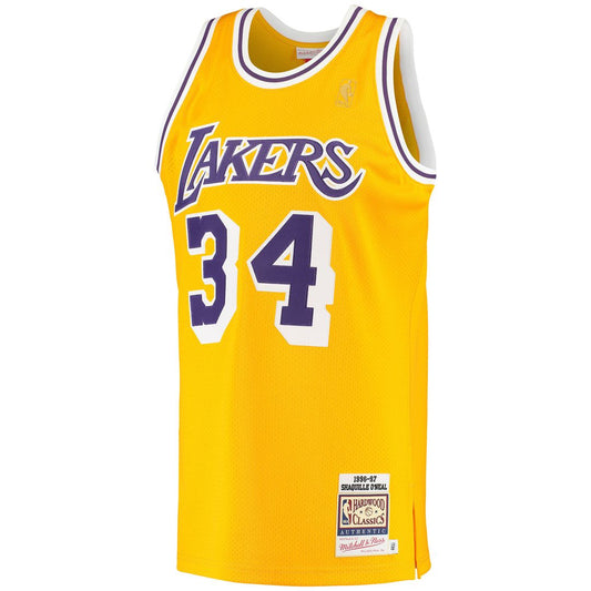 Shaquille O'Neal Los Angeles Lakers Mitchell & Ness 1996/97 Hardwood Classics Authentic Jersey - Gold