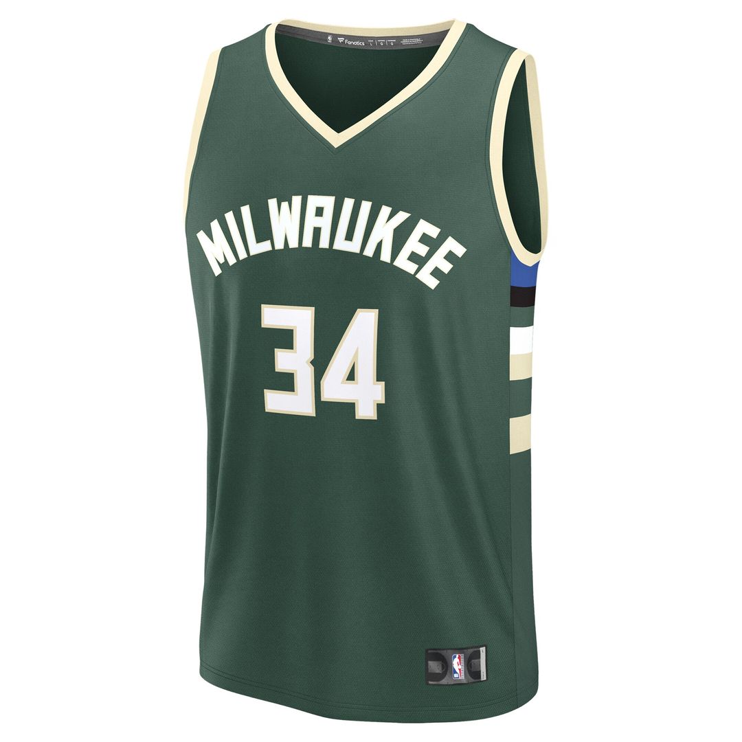Giannis Antetokounmpo Milwaukee Bucks Fanatics Fast Break Player Replica Jersey - Icon Edition - Hunter Green