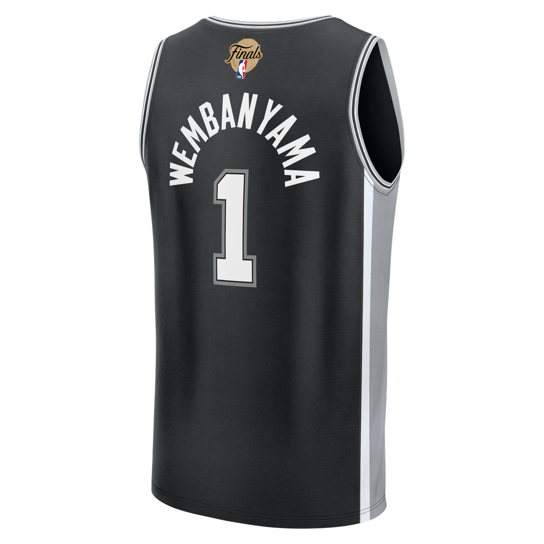 Victor Wembanyama San Antonio Spurs Fanatics Youth 2026 NBA Finals Patch Fast Break Replica Jersey - Black - Icon Edition