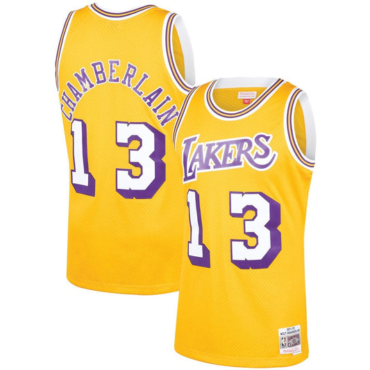 Wilt Chamberlain Los Angeles Lakers Mitchell & Ness 1971/72 Hardwood Classics Swingman Jersey - Gold
