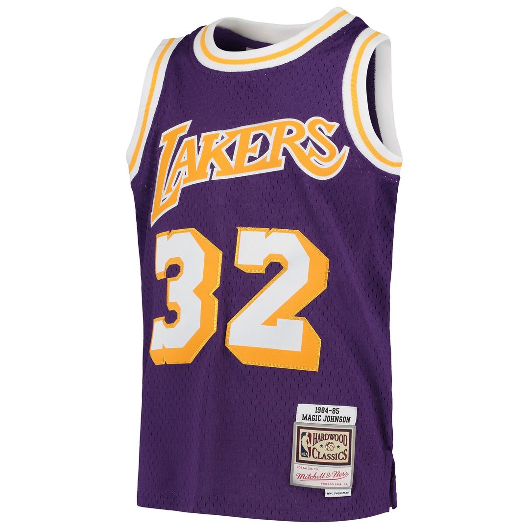 Magic Johnson Los Angeles Lakers Mitchell & Ness Youth 1984 - 85 Hardwood Classics Swingman Throwback Jersey - Purple