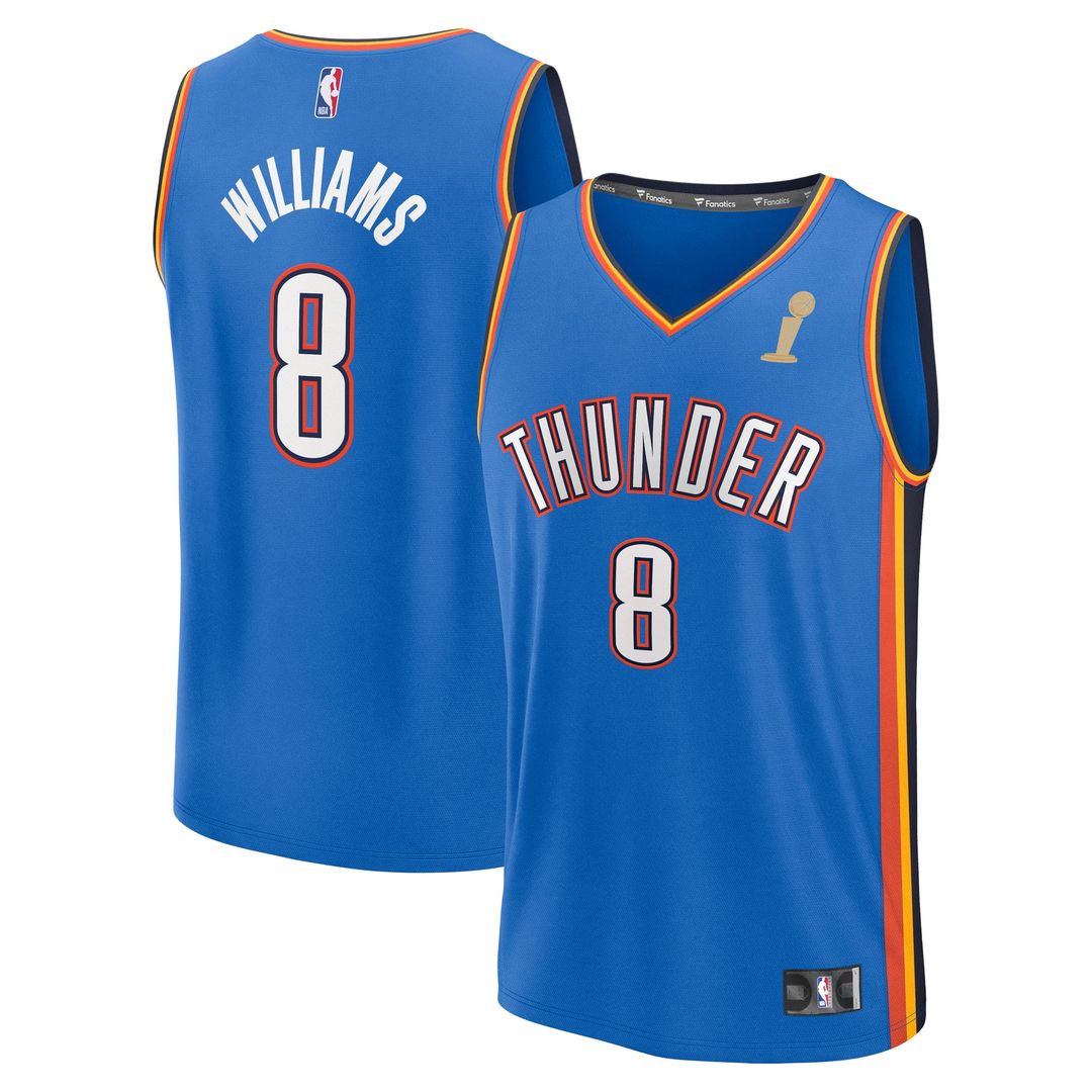 Jalen Williams Oklahoma City Thunder Fanatics Youth 2025 NBA Finals Champions Fast Break Player Replica Jersey - Blue - Icon Edition