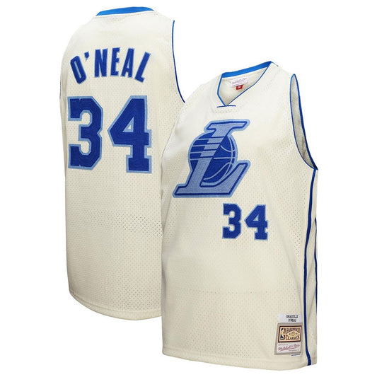 Shaquille O'Neal Los Angeles Lakers Mitchell & Ness Chainstitch Swingman Jersey - Cream