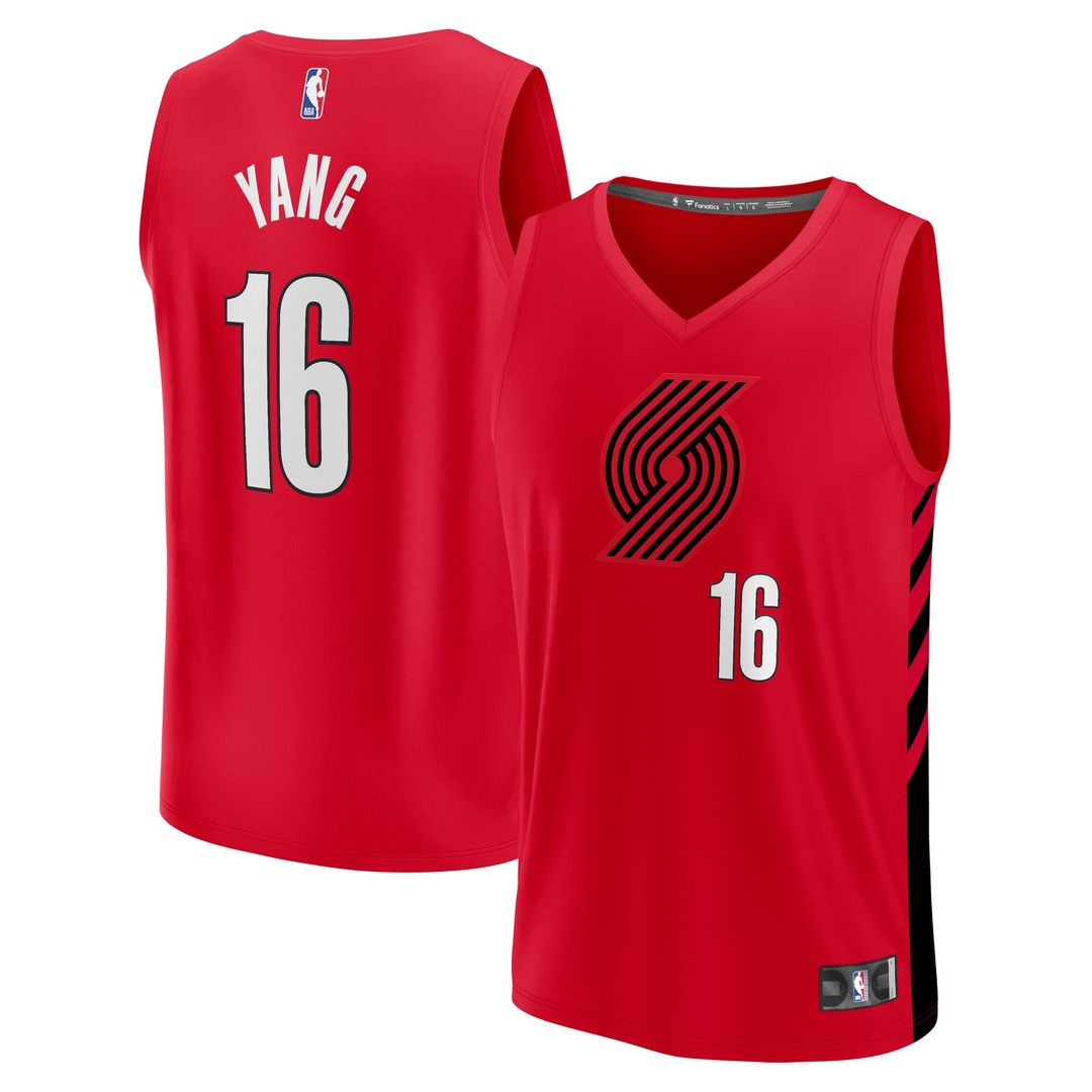 Yang Hansen Portland Trail Blazers Fanatics Fast Break Replica Jersey - Red - Statement Edition