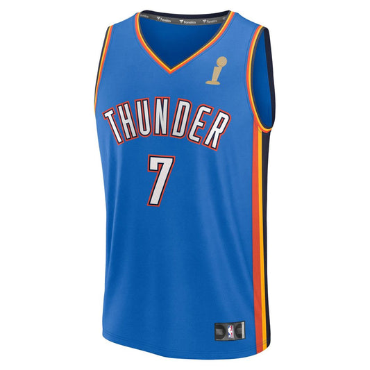 Chet Holmgren Oklahoma City Thunder Fanatics Youth 2025 NBA Finals Champions Fast Break Player Replica Jersey - Blue - Icon Edition