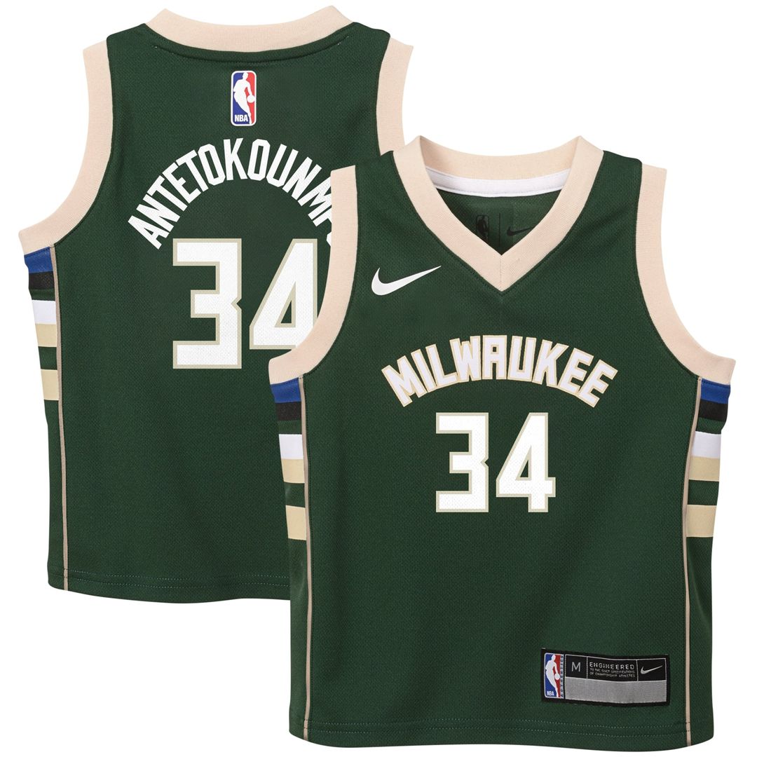 Giannis Antetokounmpo Milwaukee Bucks Nike Preschool Player Swingman Jersey - Icon Edition - Hunter Green