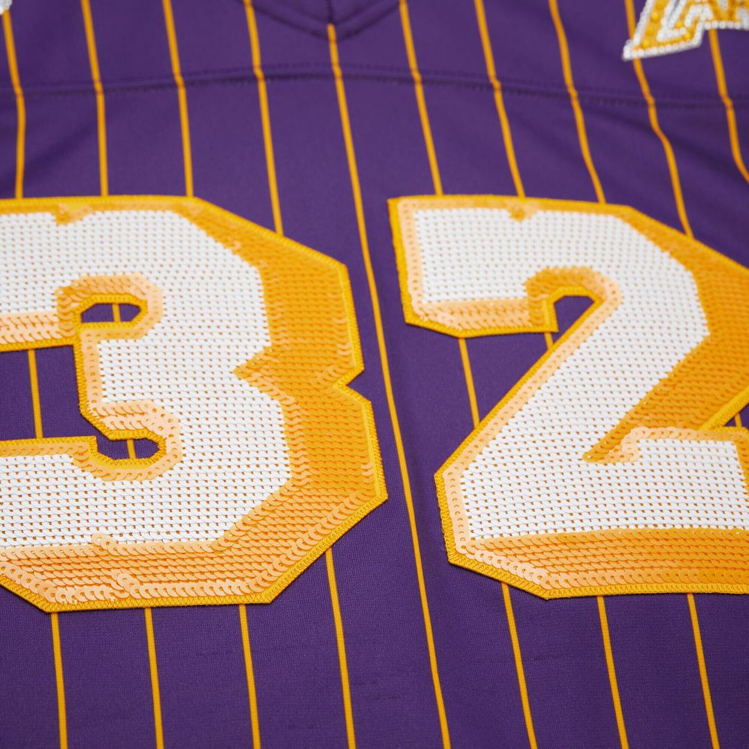 Magic Johnson Los Angeles Lakers Mitchell & Ness x DANNIJO Women's Cropped Football Fashion Jersey - Purple