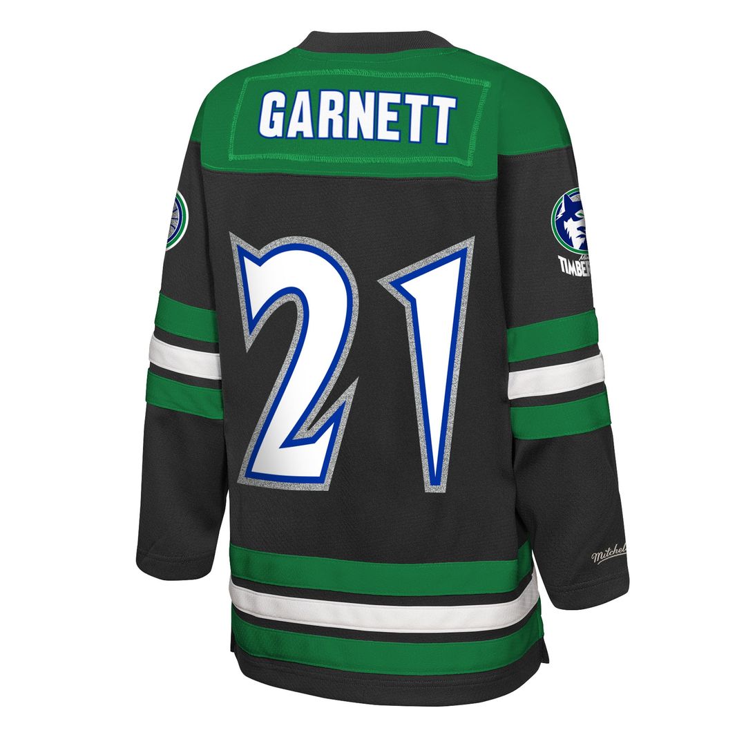 Kevin Garnett Minnesota Timberwolves Mitchell & Ness Youth Maxxed Out 2.0 Fashion Hockey Jersey - Black