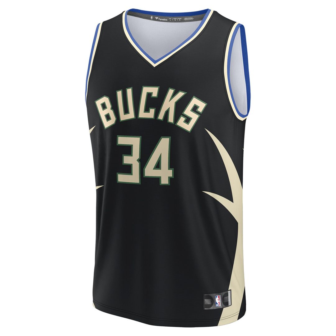 Giannis Antetokounmpo Milwaukee Bucks Fanatics Youth Fast Break Player Replica Jersey - Statement Edition - Black