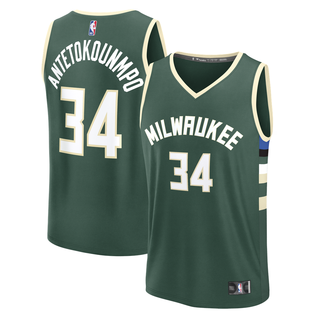 Giannis Antetokounmpo Milwaukee Bucks Fanatics Youth Fast Break Player Replica Jersey - Icon Edition - Hunter Green