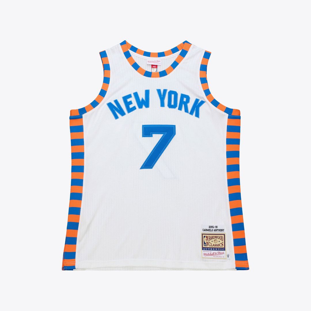 Carmelo Anthony New York Knicks Mitchell & Ness 2015 - 16 Hardwood Classics Authentic Jersey - White