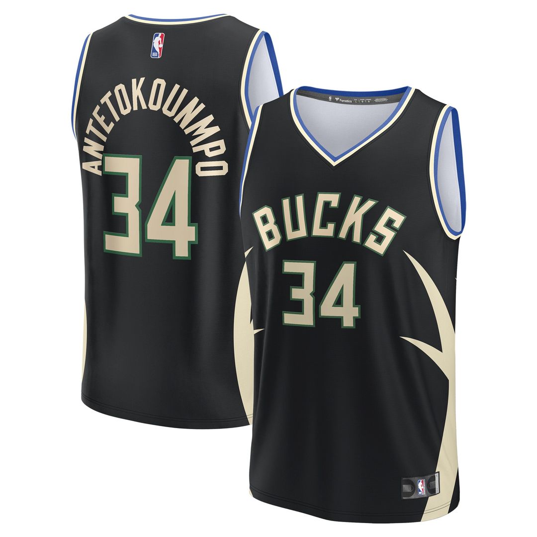 Giannis Antetokounmpo Milwaukee Bucks Fanatics Fast Break Player Replica Jersey - Statement Edition - Black