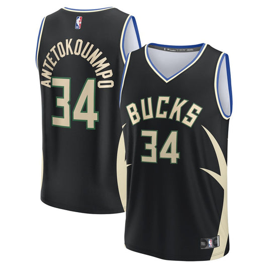 Giannis Antetokounmpo Milwaukee Bucks Fanatics Fast Break Player Replica Jersey - Statement Edition - Black