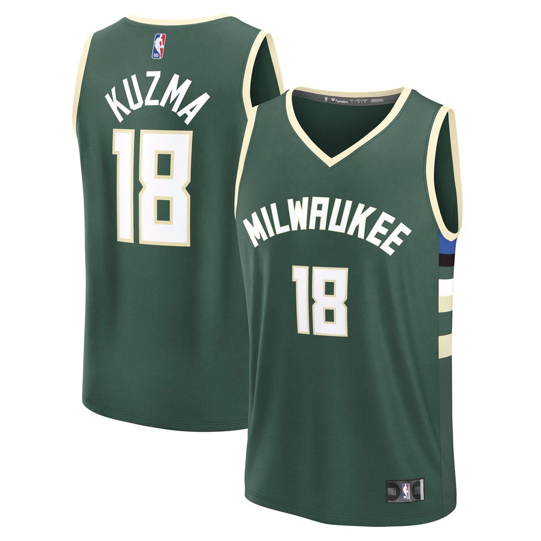 Kyle Kuzma Milwaukee Bucks Fanatics Fast Break Player Replica Jersey - Icon Edition - Hunter Green