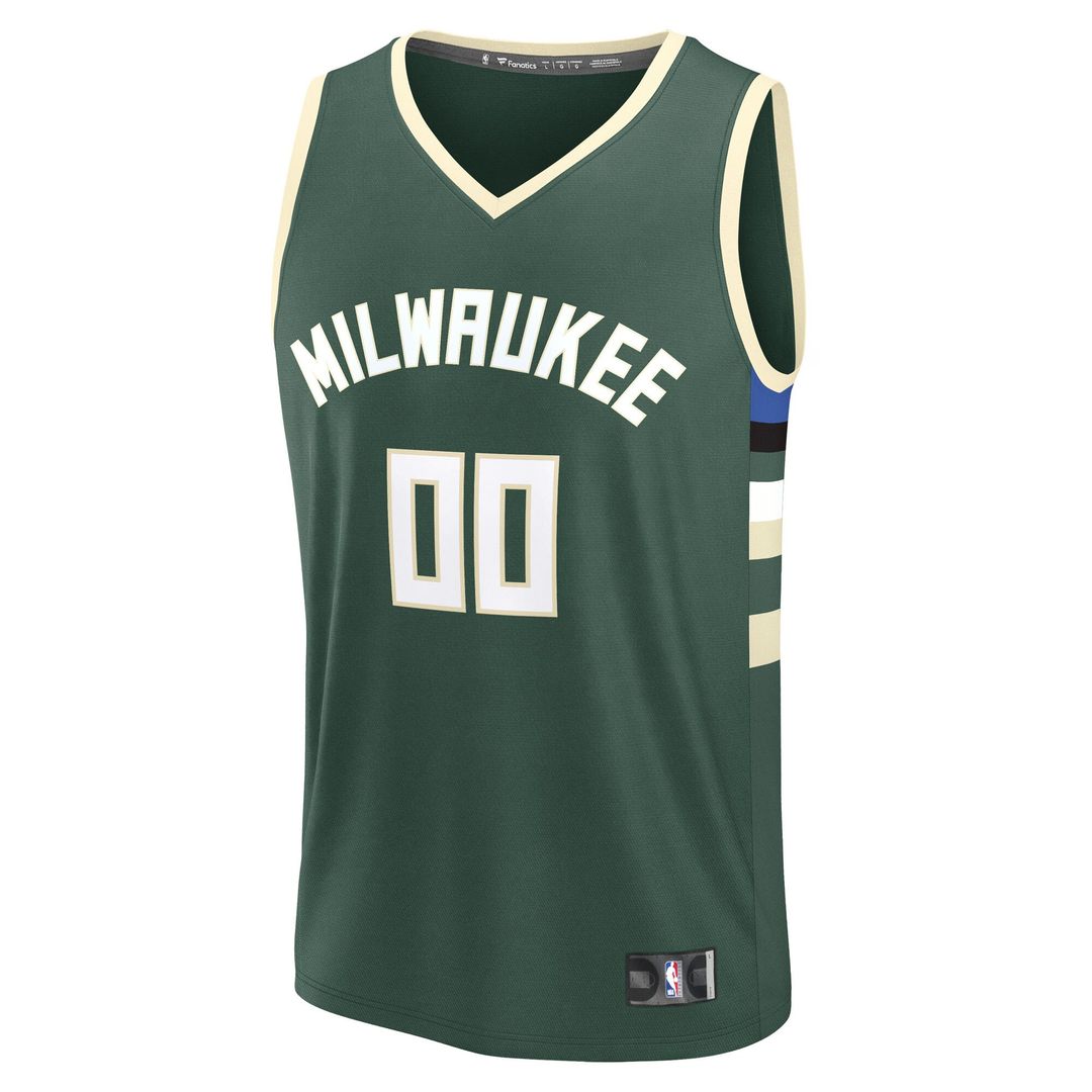 Milwaukee Bucks Fanatics Youth Fast Break Custom Replica Jersey - Green - Icon Edition
