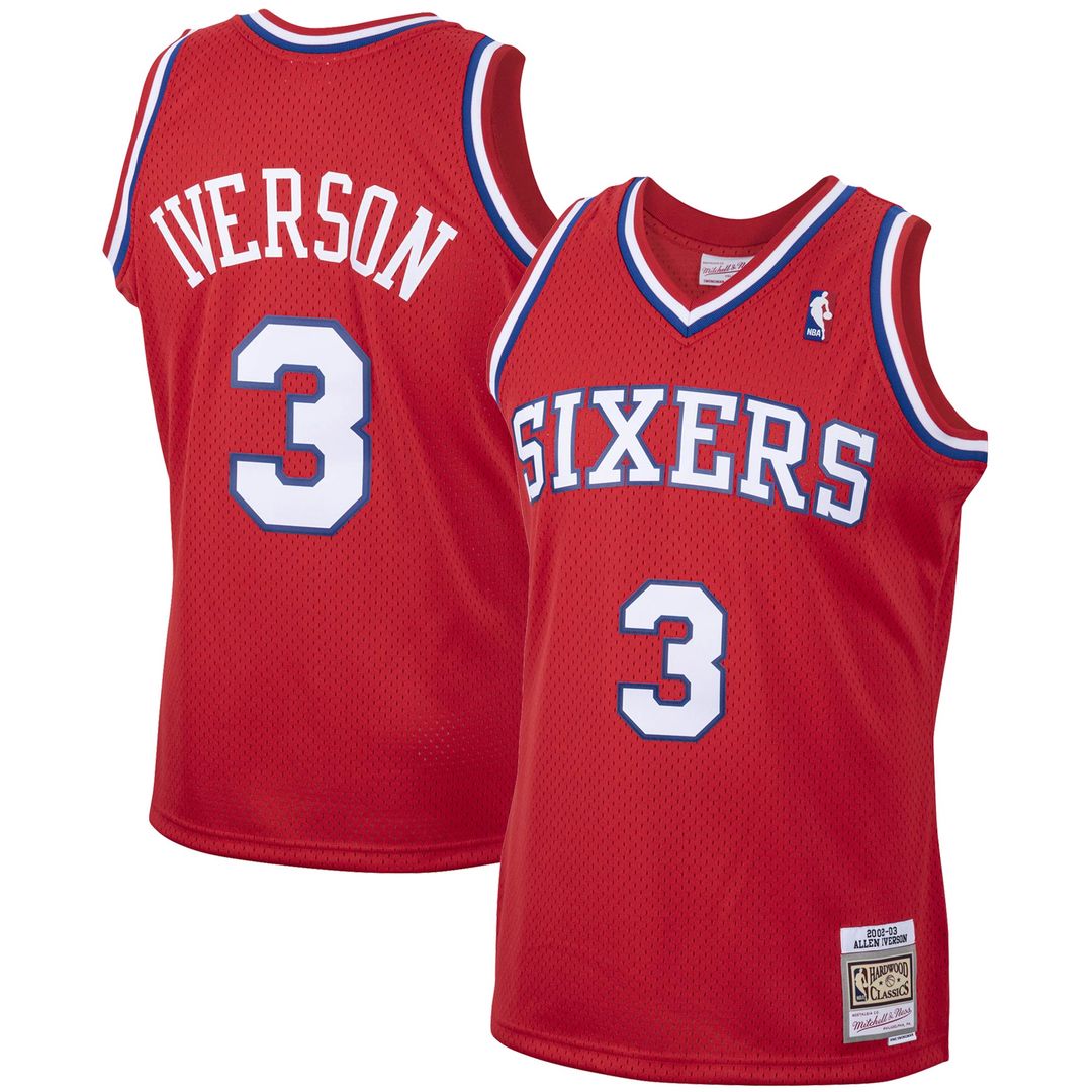 Allen Iverson Philadelphia 76ers Mitchell & Ness 2002/03 Hardwood Classics Swingman Jersey - Red