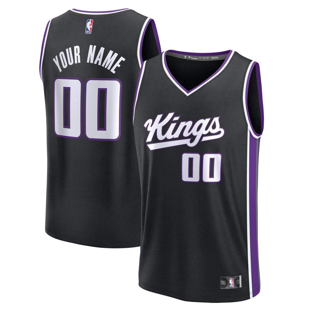 Sacramento Kings Fanatics Youth Fast Break Custom Replica Jersey - Black - Icon Edition