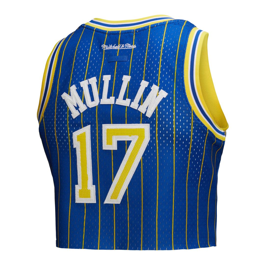 Chris Mullin Golden State Warriors Mitchell & Ness x DANNIJO Women's Fashion Cropped Basketball Jersey - Royal