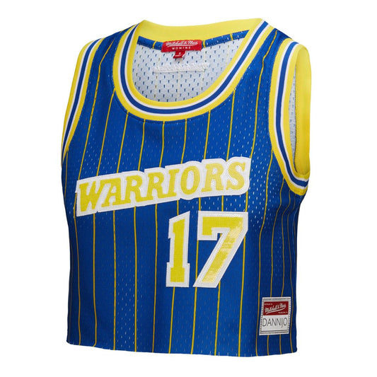 Chris Mullin Golden State Warriors Mitchell & Ness x DANNIJO Women's Fashion Cropped Basketball Jersey - Royal