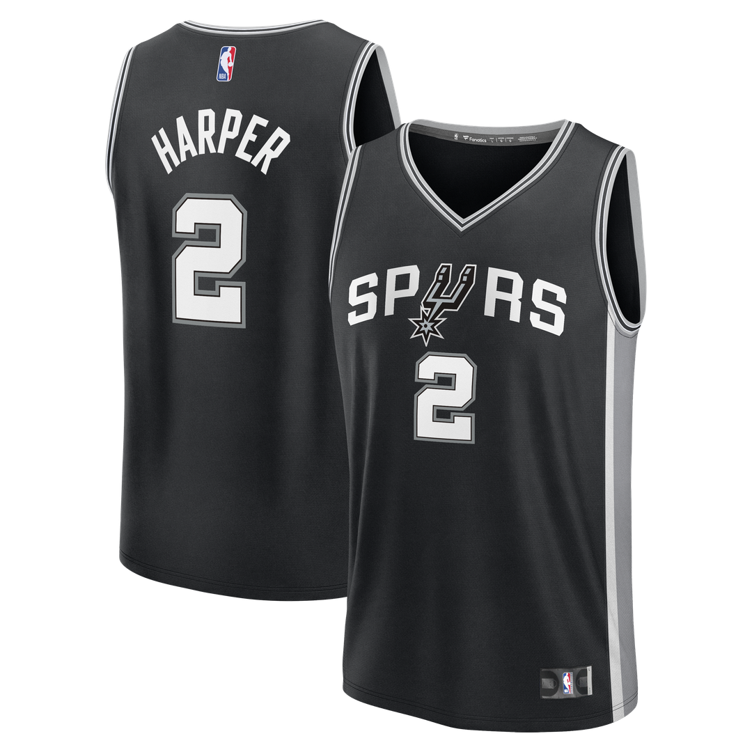 Dylan Harper San Antonio Spurs Fanatics Fast Break Jersey - Black - Icon Edition