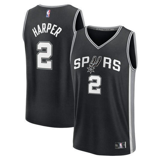 Dylan Harper San Antonio Spurs Fanatics Fast Break Jersey - Black - Icon Edition