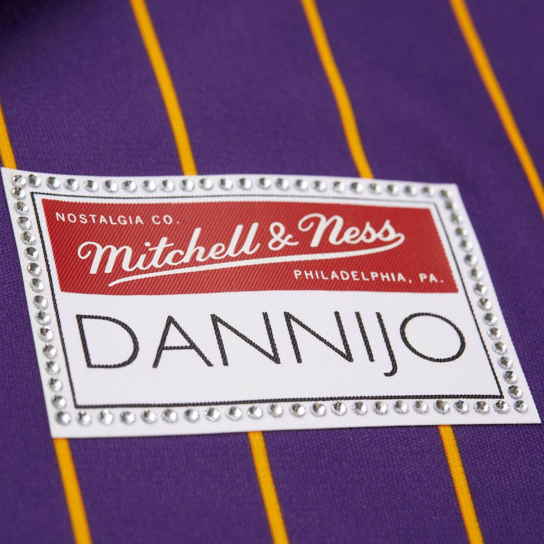 Magic Johnson Los Angeles Lakers Mitchell & Ness x DANNIJO Women's Cropped Football Fashion Jersey - Purple