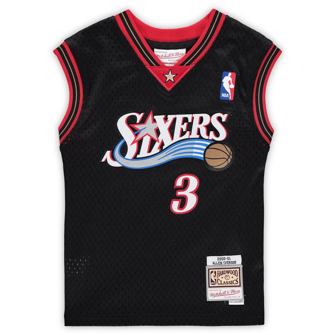Allen Iverson Philadelphia 76ers Mitchell & Ness Preschool 2000 - 2001 Hardwood Classics Throwback Team Jersey - Black