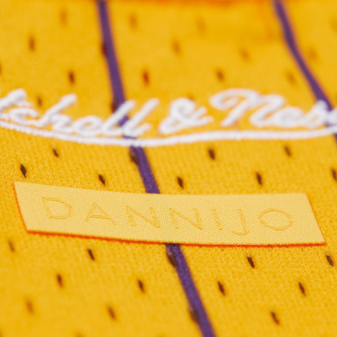 Magic Johnson Los Angeles Lakers Mitchell & Ness x DANNIJO Women's Fashion Cropped Basketball Jersey - Yellow