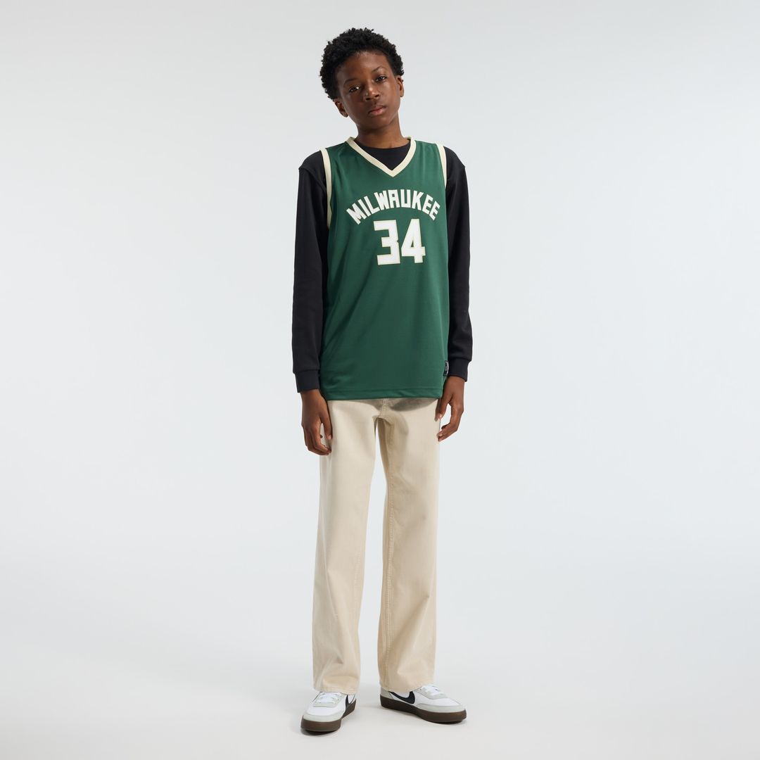 Giannis Antetokounmpo Milwaukee Bucks Fanatics Youth Fast Break Player Replica Jersey - Icon Edition - Hunter Green