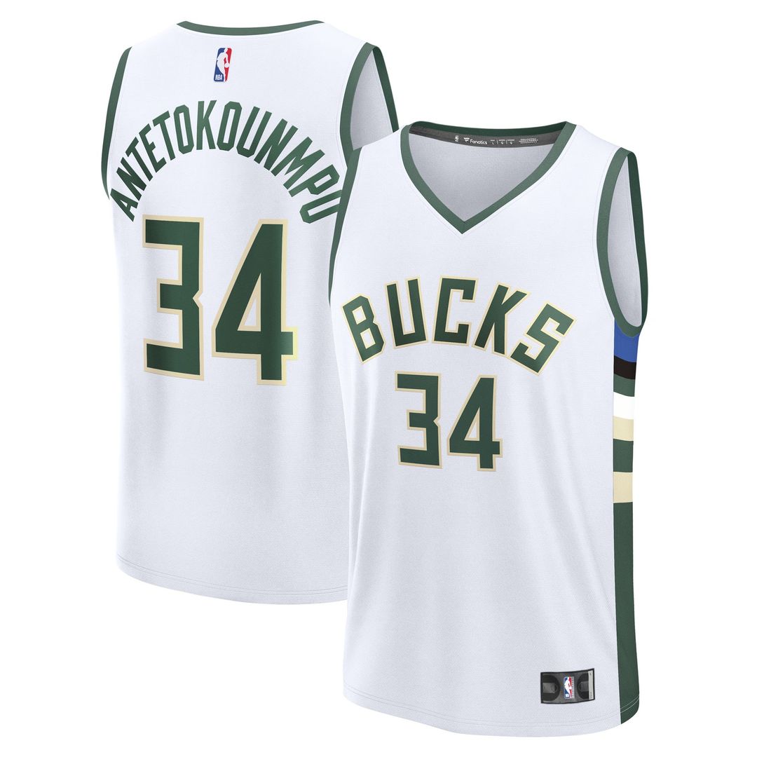 Giannis Antetokounmpo Milwaukee Bucks Fanatics Fast Break Player Replica Jersey - Association Edition - White