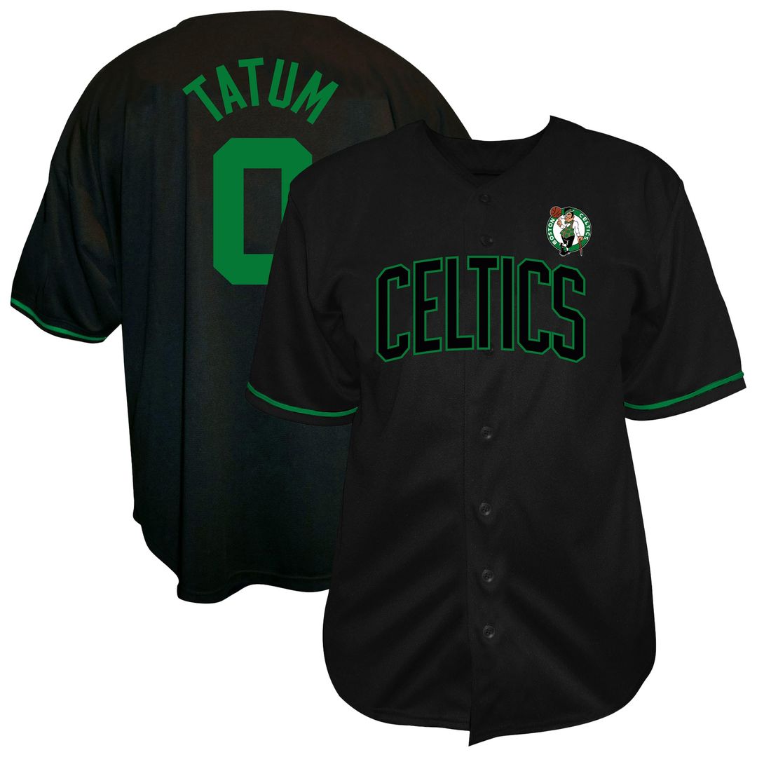 Jayson Tatum Boston Celtics Profile Big & Tall Name & Number Button - Up Jersey - Black