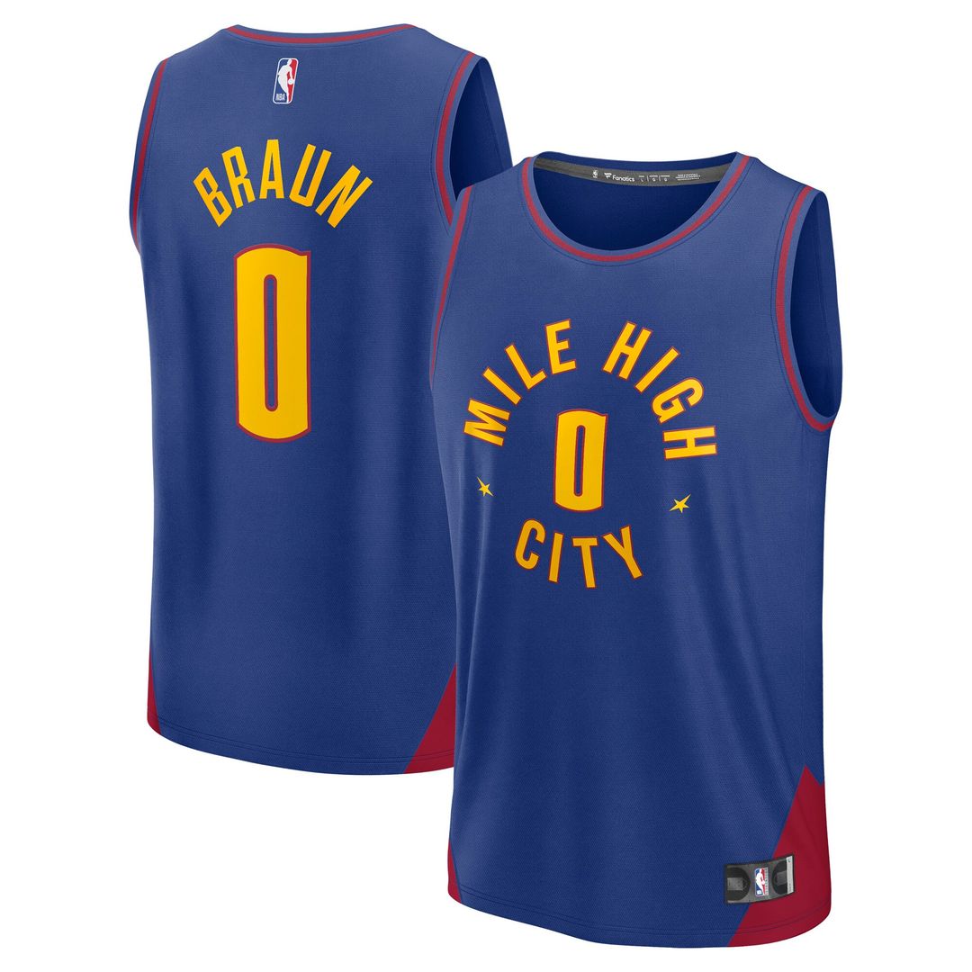 Christian Braun Denver Nuggets Fanatics Fast Break Player Replica Jersey - Statement Edition - Blue